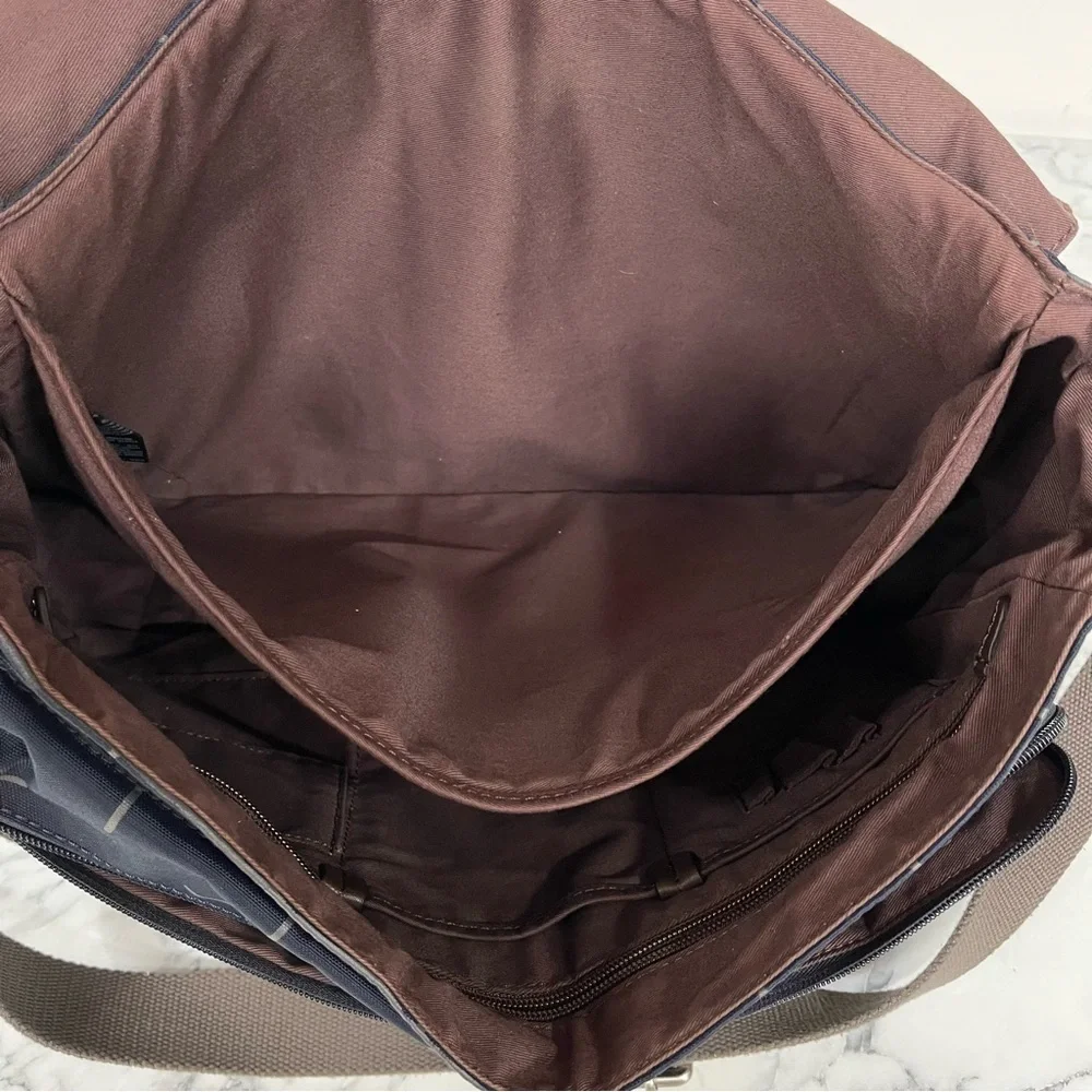 FOSSIL Field messenger crossbody laptop bag navy blue canvas